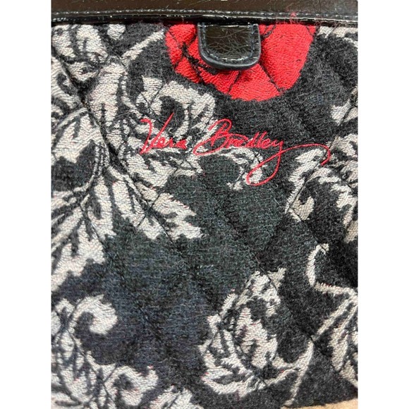 VERA BRADLEY Wristlet Clutch Jacquard Black Red Flowers Limited Edition - Picture 3 of 6